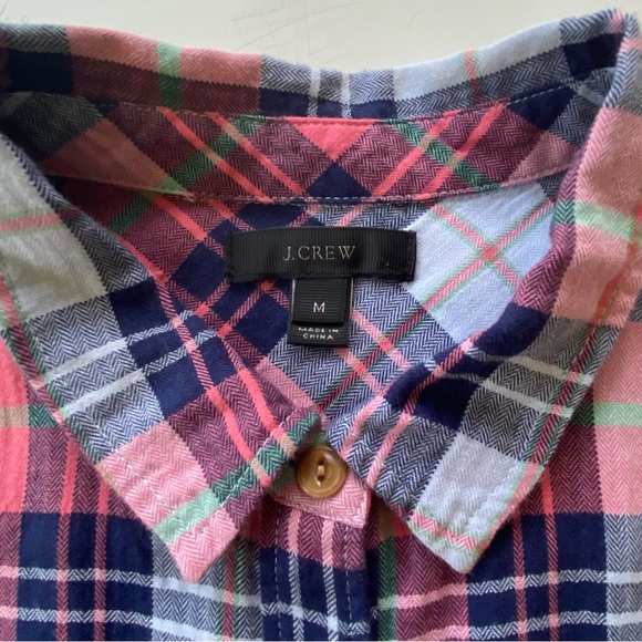 J. Crew Cotton Blend Long Sleeve Quarter-Button-Down Plaid Shirt, Size: M - Picture 3 of 8